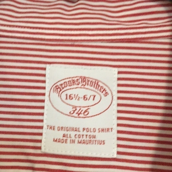 Brooks Brothers mens red/white striped button-down - Picture 2 of 5